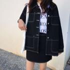 Pocket Detail Denim Jacket / High Waist Mini Skirt