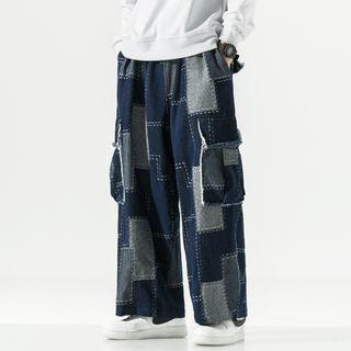 Checker Patched Baggy Jeans