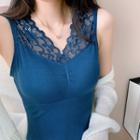 V-neck Lace Plain Tank Top