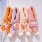 Bow Pom Pom Fleece Scarf