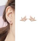 Set Of 6: Geometry Stud Earring Set Of 6 - Silver Stud - Rose Gold - One Size