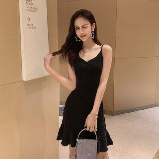 Strappy Ruffle Hem A-line Dress