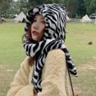 Print Chenille Hooded Scarf
