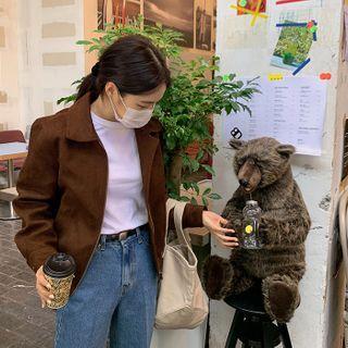 Collared Suedette Blouson Jacket
