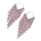 Rhinestone Fringed Earring 1 Pair - Light Pink - One Size