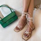 Square-toe Lace-up Sandals