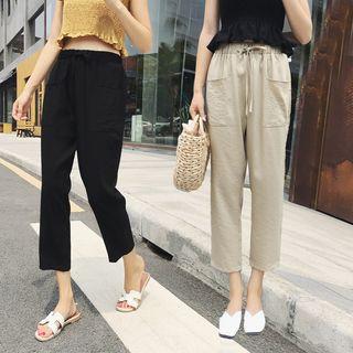 Pocketed Cropped Harem Pants