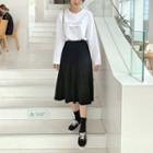 Accordion-pleat Midi Skirt Black - One Size