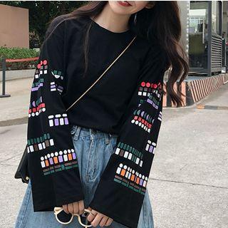 Long-sleeve Pattern T-shirt