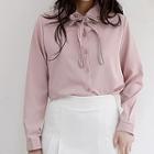 Stitched Crepe Blouse With Tie