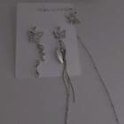 Butterfly Chained Ear Cuff 1 Pair - Silver - One Size