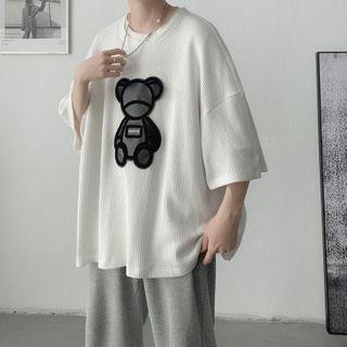 Short-sleeve Bear Ribbed T-shirt
