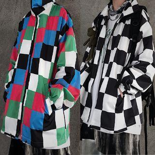 Check Mock-neck Windbreaker