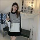 Striped Panel Sweater Black & White - One Size