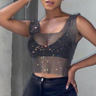 Glitter Square-neck Tank Top