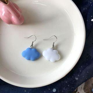 Cloud Resin Dangle Earring 1 Pr - Cloud - Blue & White - One Size