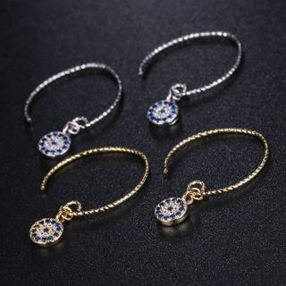 Evil Eye Rhinestone Sterling Silver Dangle Earring