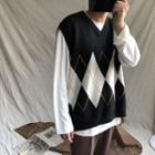 Rhombus Pattern Knit Vest