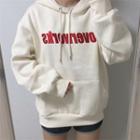 Lettering Hoodie Fleece Lining - Off White - One Size