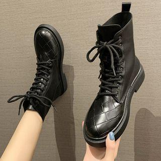 Woven Lace-up Short Boots