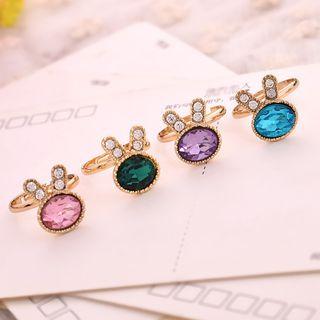 Rhinestone Rabbit Ring Gold - One Size