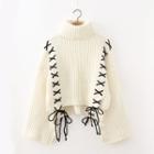 Lace-up Turtleneck Crop Sweater