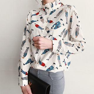 Frill-collar Pattern Blouse
