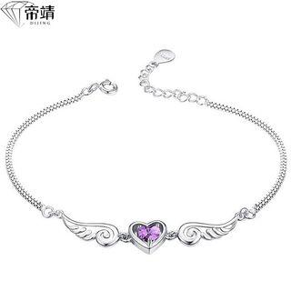 Wings Rhinestone Sterling Silver Bracelet