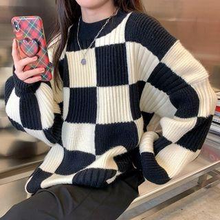 Check Sweater Check - Black - One Size