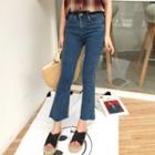 Color Panel Cropped Boot Cut Jeans