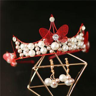 Set: Wedding Faux Pearl Tiara + Earring