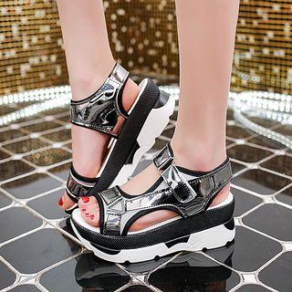 Platform Hook And Loop Sandals