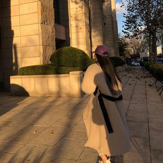 Round-neck Faux-fur Coat With Belt