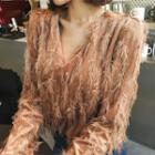 V-neck Fringed Top