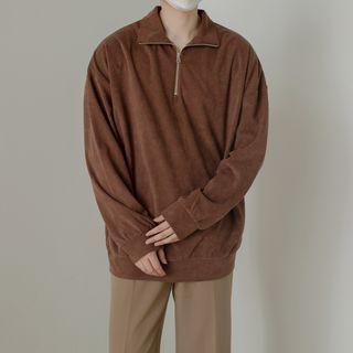 Collar Half-zip Corduroy Sweatshirt