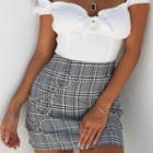 Chain Detail Plaid A-line Mini Skirt