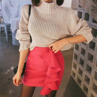 Mock-neck Crop Sweater