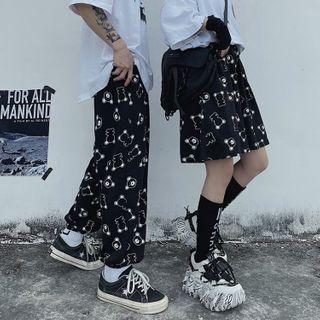 Bear Print Shorts / Cropped Harem Pants