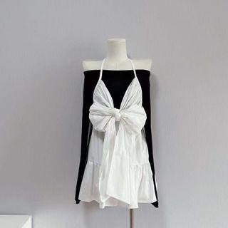 Long-sleeve T-shirt / Halter-neck Mini A-line Dress