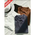 Elbow-sleeve Cotton Polo Shirt