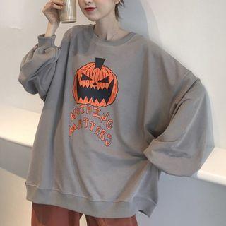 Long-sleeve Pumpkin Print T-shirt