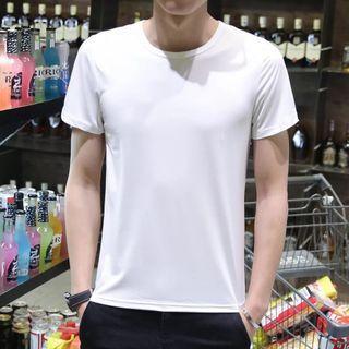 Plain Short-sleeve Round-neck / V-neck T-shirt