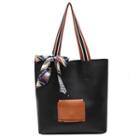 Pocketed Faux Leather Tote