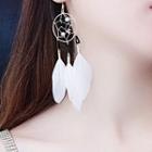 Feather Dream Catcher Dangle Earring Gold - One Size