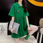 Short-sleeve Applique Mini Polo Dress