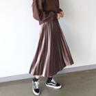 Band-waist Accordion-pleat Velvet Skirt