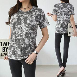 Letter Print Tie-dye T-shirt
