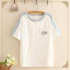 Contrast Fish Embroidered T-shirt