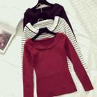 Long-sleeve Collared Knit Sweater