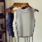 Side Lace Up Knit Tank Top